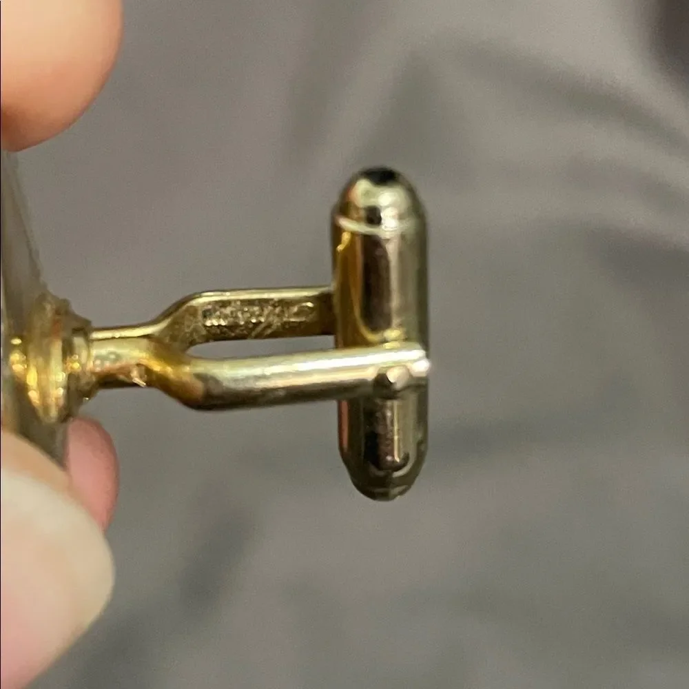 Vintage signed Anson cufflinks golf tees w leather goldtone
